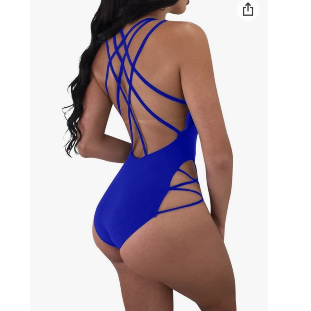 LAGSHIAN Womens Sexy One Piece Lace Up Straps Swimsuit Bathing Suit Swimwear